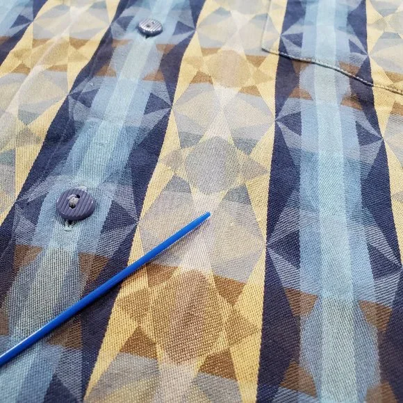 Jhane Barnes Shirt Men Medium Blue Geometric Casual Button Down Designer Vintage - Picture 9 of 16